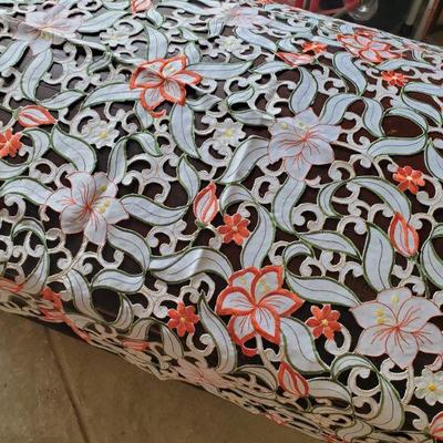 fall colors of orange and green tablecloth 