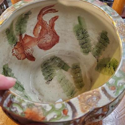 Koi painted insided bowl 
