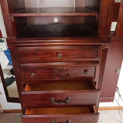 NARROW BEDROOM LINGERIE & JEWELRY ARMOIRE W/FULL LENGTH MIRROR