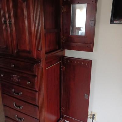 NARROW BEDROOM LINGERIE & JEWELRY ARMOIRE W/FULL LENGTH MIRROR