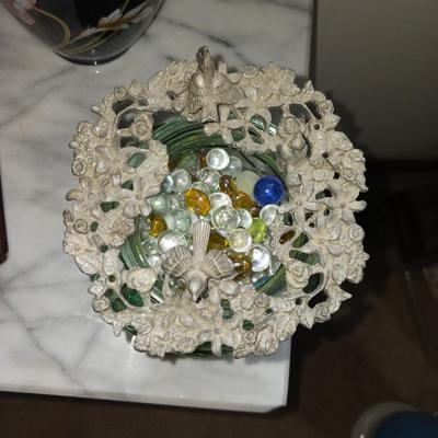 JAPANESE VASE, MARBLE TOP TABLE AND MORE