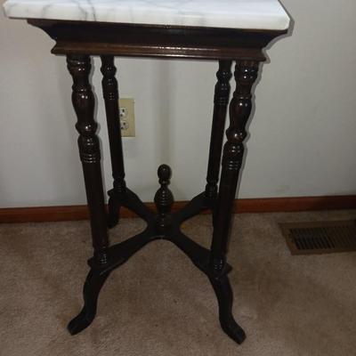 JAPANESE VASE, MARBLE TOP TABLE AND MORE