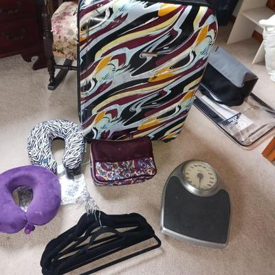 LARGE CYNTHIA ROWLINGS SUITCASE, NECK PILLOWS AND MORE