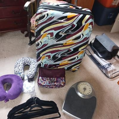 LARGE CYNTHIA ROWLINGS SUITCASE, NECK PILLOWS AND MORE