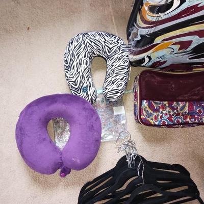 LARGE CYNTHIA ROWLINGS SUITCASE, NECK PILLOWS AND MORE