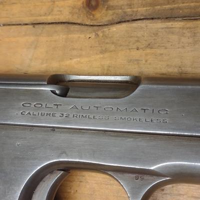 Vintage Colt Automatic .32 Caliber Rimless Smokeless Firearm with Magazine