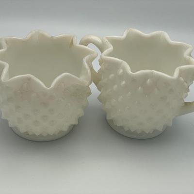 Vintage Milk Glass vases and cream and sugar