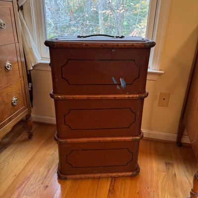 786 Antique Aristo Bentwood Steamer Trunk