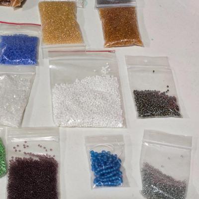 Lot of Bagged Beads & Bag
