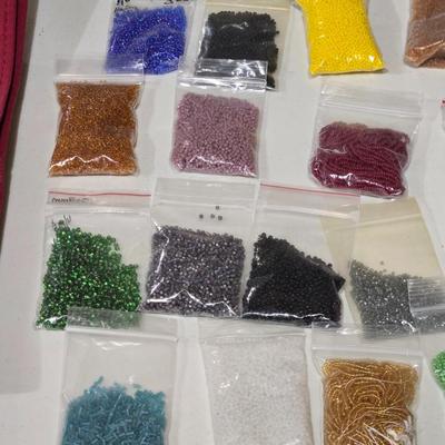 Lot of Bagged Beads & Bag