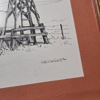 'Wind Power' by G.E. Geivett Framed Woodblock