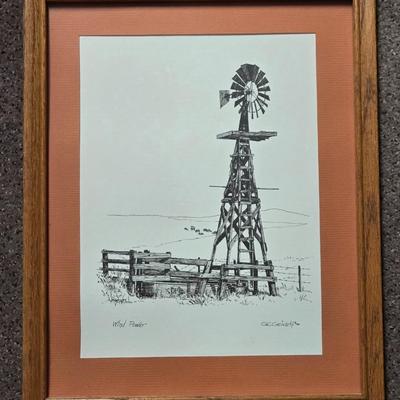 'Wind Power' by G.E. Geivett Framed Woodblock