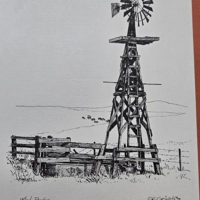 'Wind Power' by G.E. Geivett Framed Woodblock