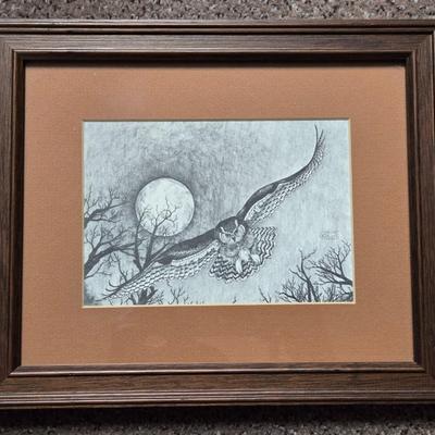 Framed Owl in Night Flight