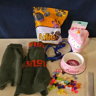 Dog New Toy, Bowl, Bows, Diapers and Sweaters