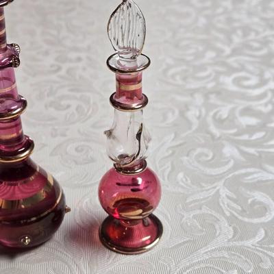 Vintage Glass Perfume Bottles - one has Perfume in it