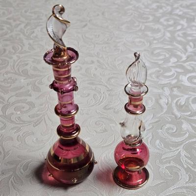 Vintage Glass Perfume Bottles - one has Perfume in it