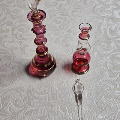 Vintage Glass Perfume Bottles - one has Perfume in it