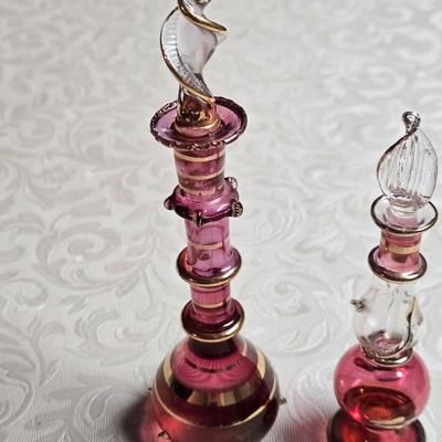 Vintage Glass Perfume Bottles - one has Perfume in it