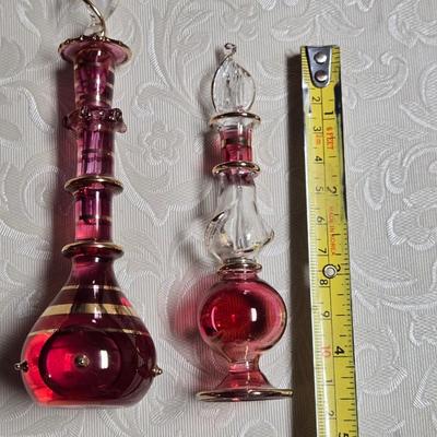 Vintage Glass Perfume Bottles - one has Perfume in it