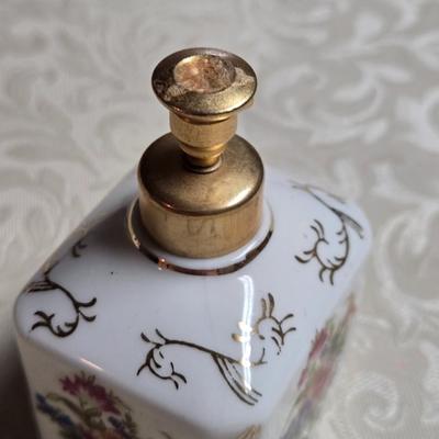 Vintage Porcelain and Brass Perfume Bottle