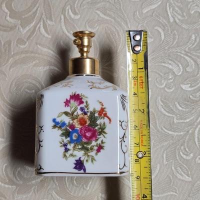 Vintage Porcelain and Brass Perfume Bottle