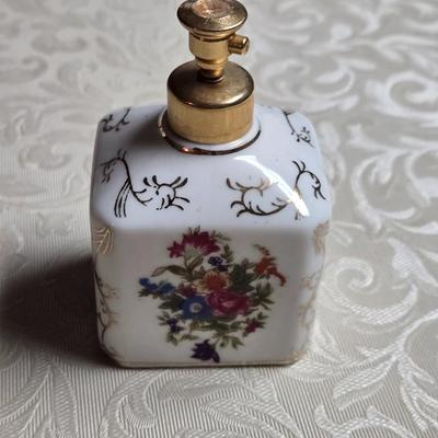Vintage Porcelain and Brass Perfume Bottle