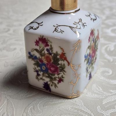 Vintage Porcelain and Brass Perfume Bottle