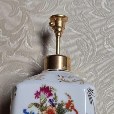 Vintage Porcelain and Brass Perfume Bottle
