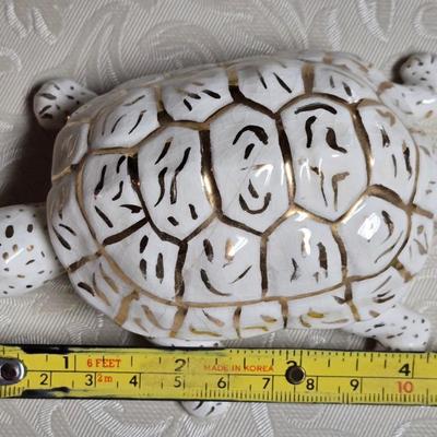 Vintage Porcelain Turtle Trinket Box