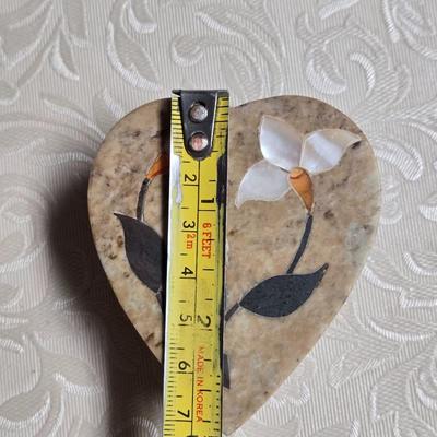 Vintage Inlay Mother of Pearl Marble Trinket Box