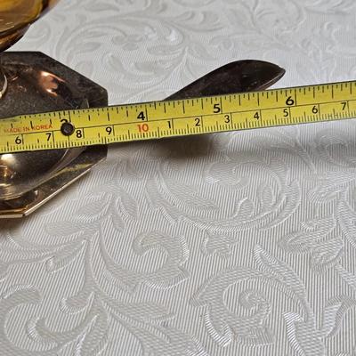 Brass and Amber Glass Candle holder