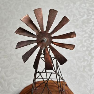 Mid Century Modern Copper and Wood Windmill
