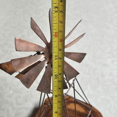 Mid Century Modern Copper and Wood Windmill