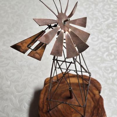 Mid Century Modern Copper and Wood Windmill