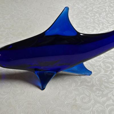 Cobalt Blue Glass Shark