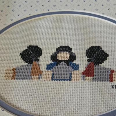 Group of Pictures including a Needlepoint.
