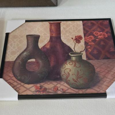 Group of Pictures including a Needlepoint.