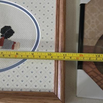 Group of Pictures including a Needlepoint.