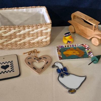 Basket and Mixed Lot of Deco