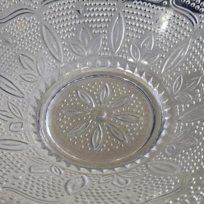 Flower Design Glass Bowl and Butter Dish