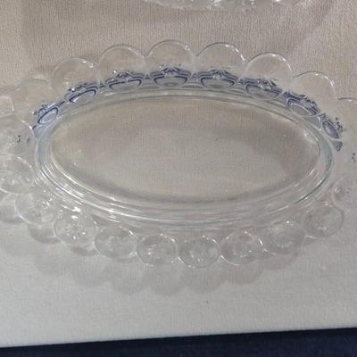 Flower Design Glass Bowl and Butter Dish