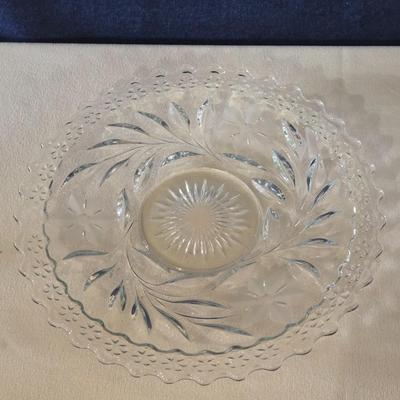Cut Glass Bowl and Plate Set