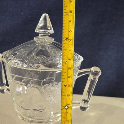 Cut Glass Fruit Design Plate and Pedestal Covered Jar/Dish