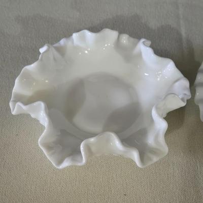 Vintage White Hobnail Teacup and Ruffle Saucer and Dish