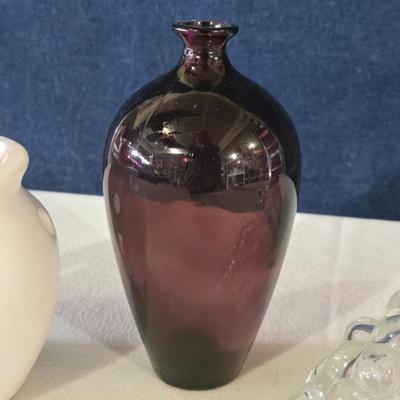 Purple Glass Vase, Glass Grape Jar, and Scent Diffuser Warm