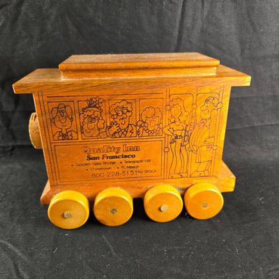 Vintage Wooden Trolley Bank