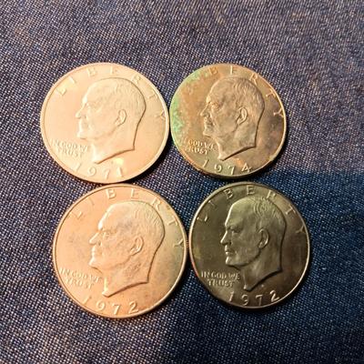 TWO 1972-D, 1971-D & 1974-D EISENHOWER DOLLARS