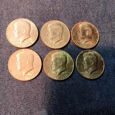 6 KENNEDY BICENTENNIAL HALF DOLLARS
