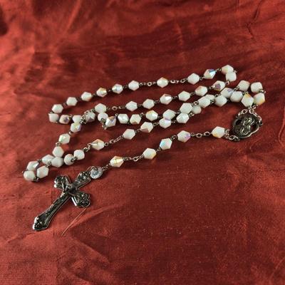 Czechoslovakian White Beaded Rosary